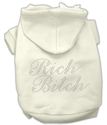 Rich Bitch Rhinestone Hoodies Cream XXL (18)