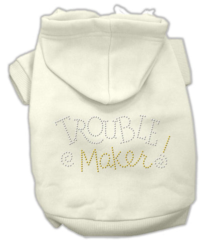 Trouble Maker Rhinestone Hoodies Cream XS (8)