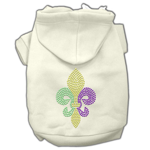 Mardi Gras Fleur De Lis Rhinestone Hoodies Cream XL (16)