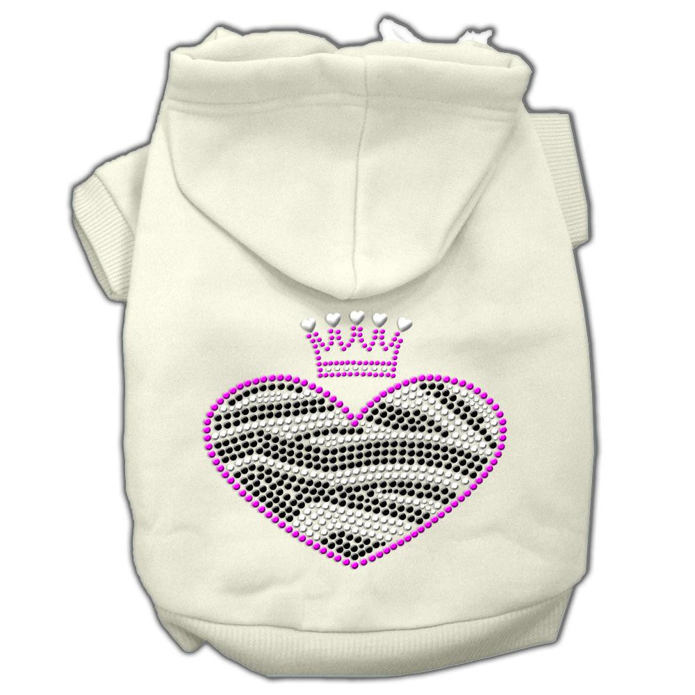 Zebra Heart Rhinestone Hoodies Cream XS (8)