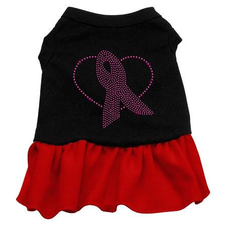 Pink Ribbon Rhinestone Dress Black with Red Sm (10)