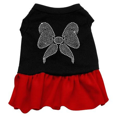 Rhinestone Bow Dresses Black with Red XXL (18)