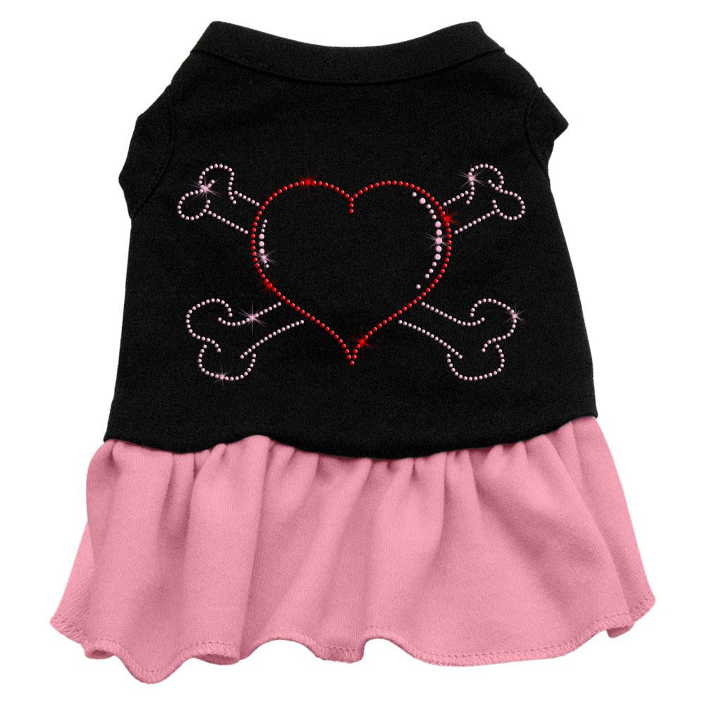 Rhinestone Heart and crossbones Dress Black with Pink Lg (14)