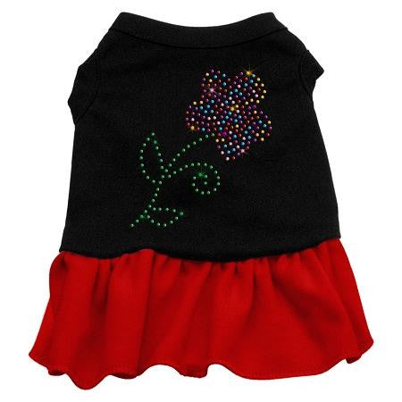 Rhinestone Multi Flower Dress Black with Red Lg (14)