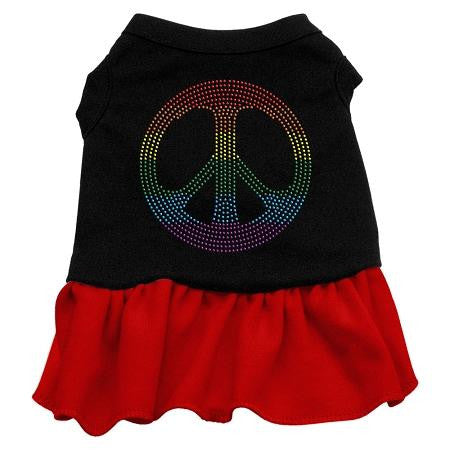 Rhinestone Rainbow Peace Dress Black with Red Lg (14)