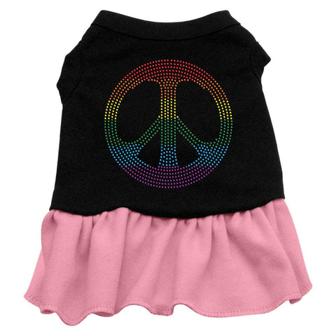 Rhinestone Rainbow Peace Dress Black with Pink XXL (18)