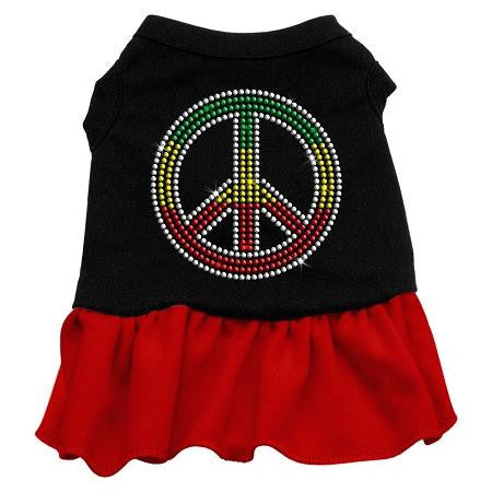 Rhinestone Rasta Peace Dress Black with Red XL (16)