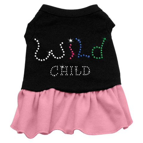 Rhinestone Wild Child Dress  Black with Pink XXXL (20)