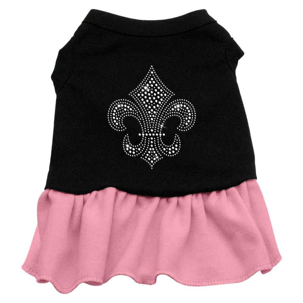 Silver Fleur de Lis Rhinestone Dress Black with Pink Med (12)