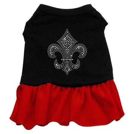 Silver Fleur de Lis Rhinestone Dress Black with Red Med (12)