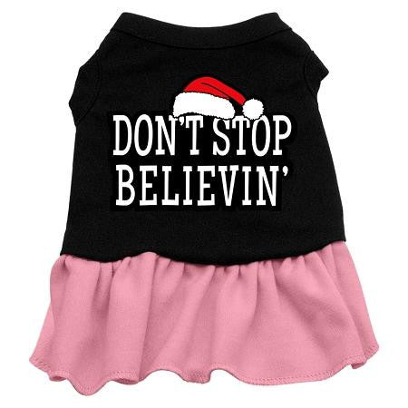 Don't Stop Believin' Screen Print Dress Black with Pink Med (12)