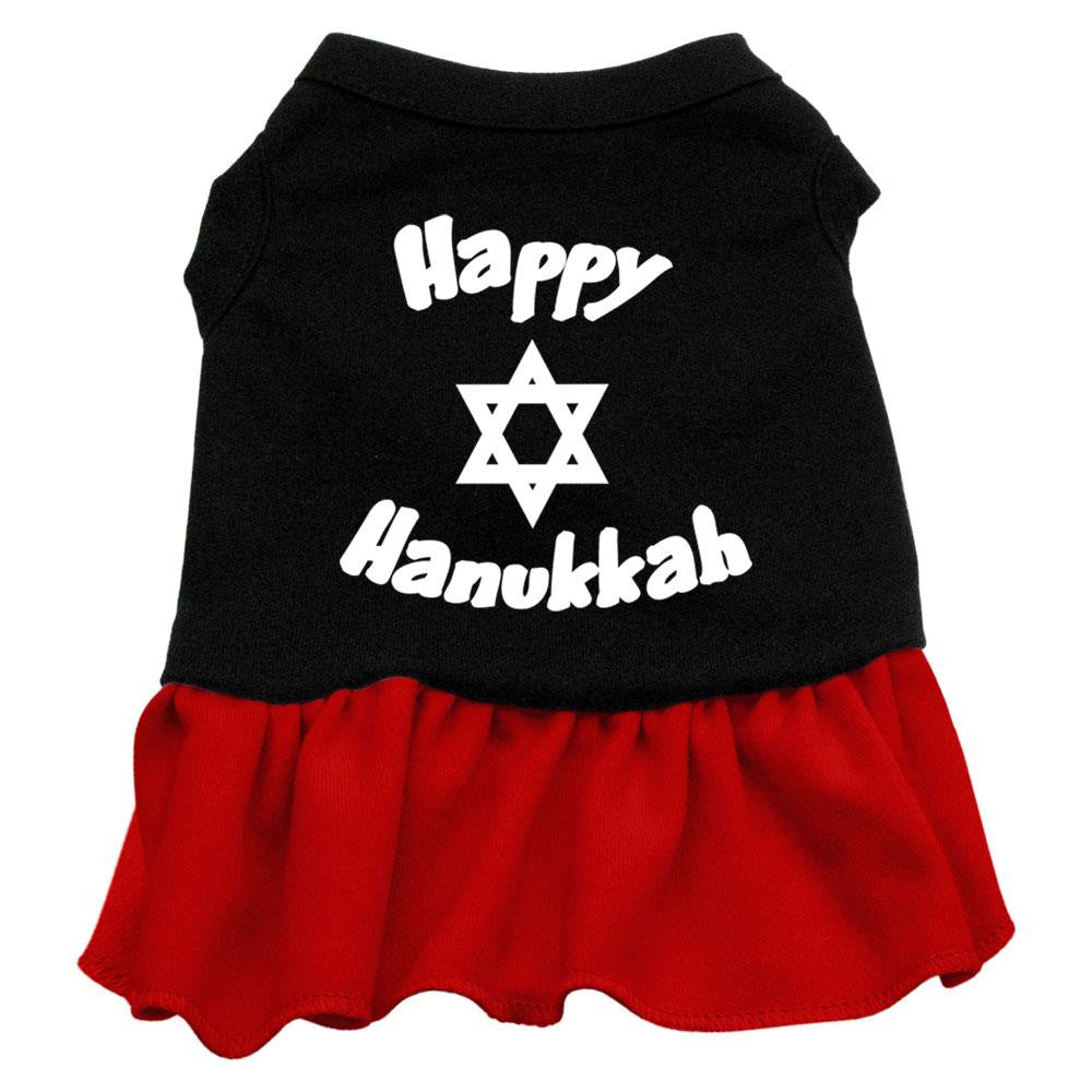 Happy Hanukkah Screen Print Dress Black with Red Lg (14)