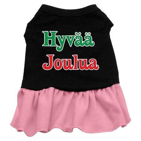 Hyvaa Joulua Screen Print Dress Black with Pink Med (12)