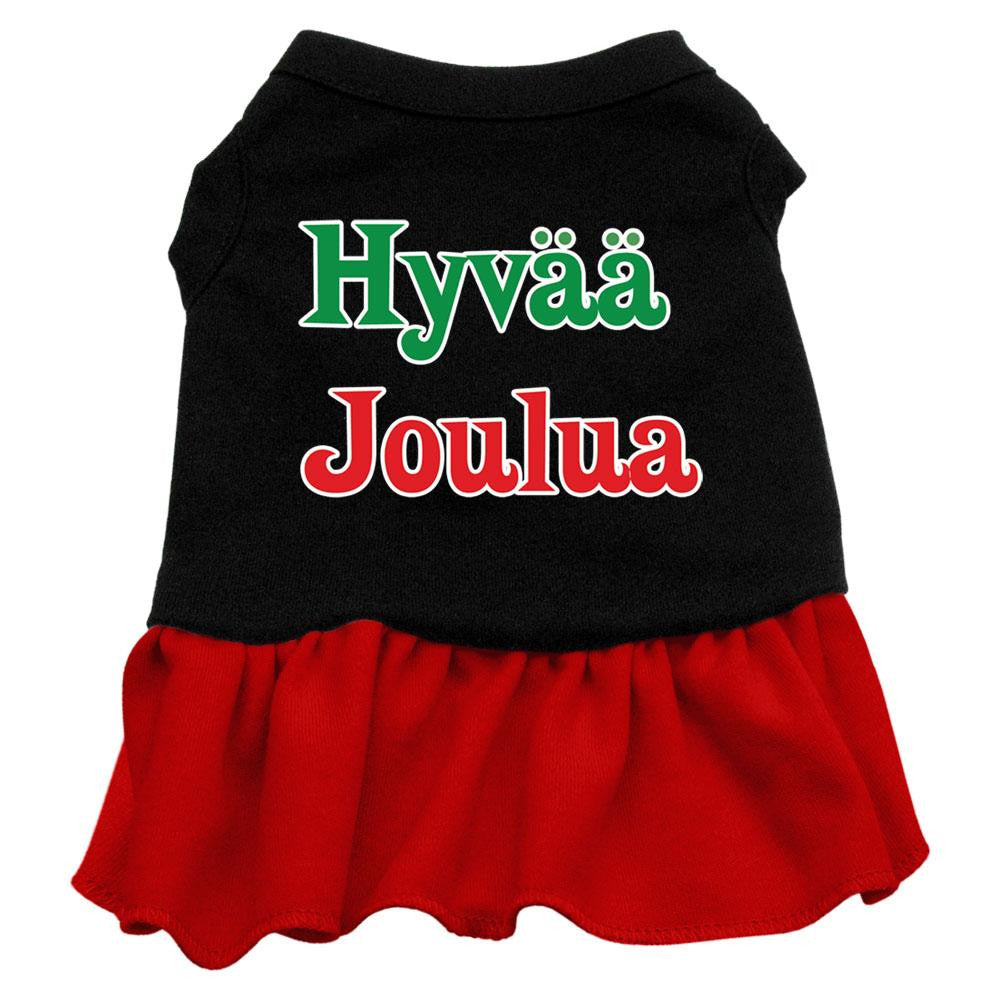 Hyvaa Joulua Screen Print Dress Black with Red XS (8)