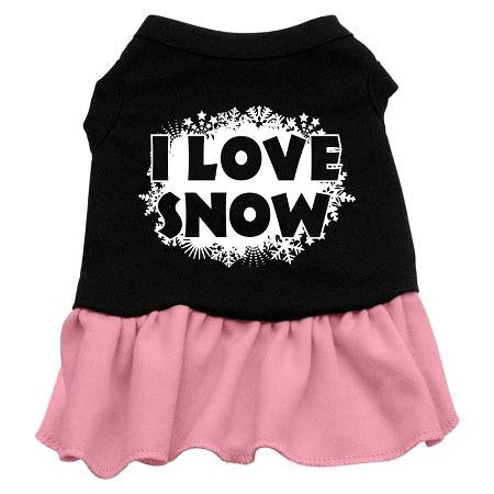 I Love Snow Screen Print Dress Black with Pink Lg (14)