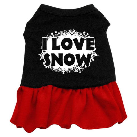 I Love Snow Screen Print Dress Black with Red XL (16)