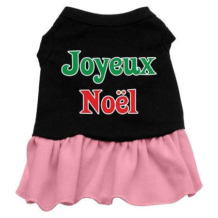 Joyeux Noel Screen Print Dress Black with Pink Lg (14)