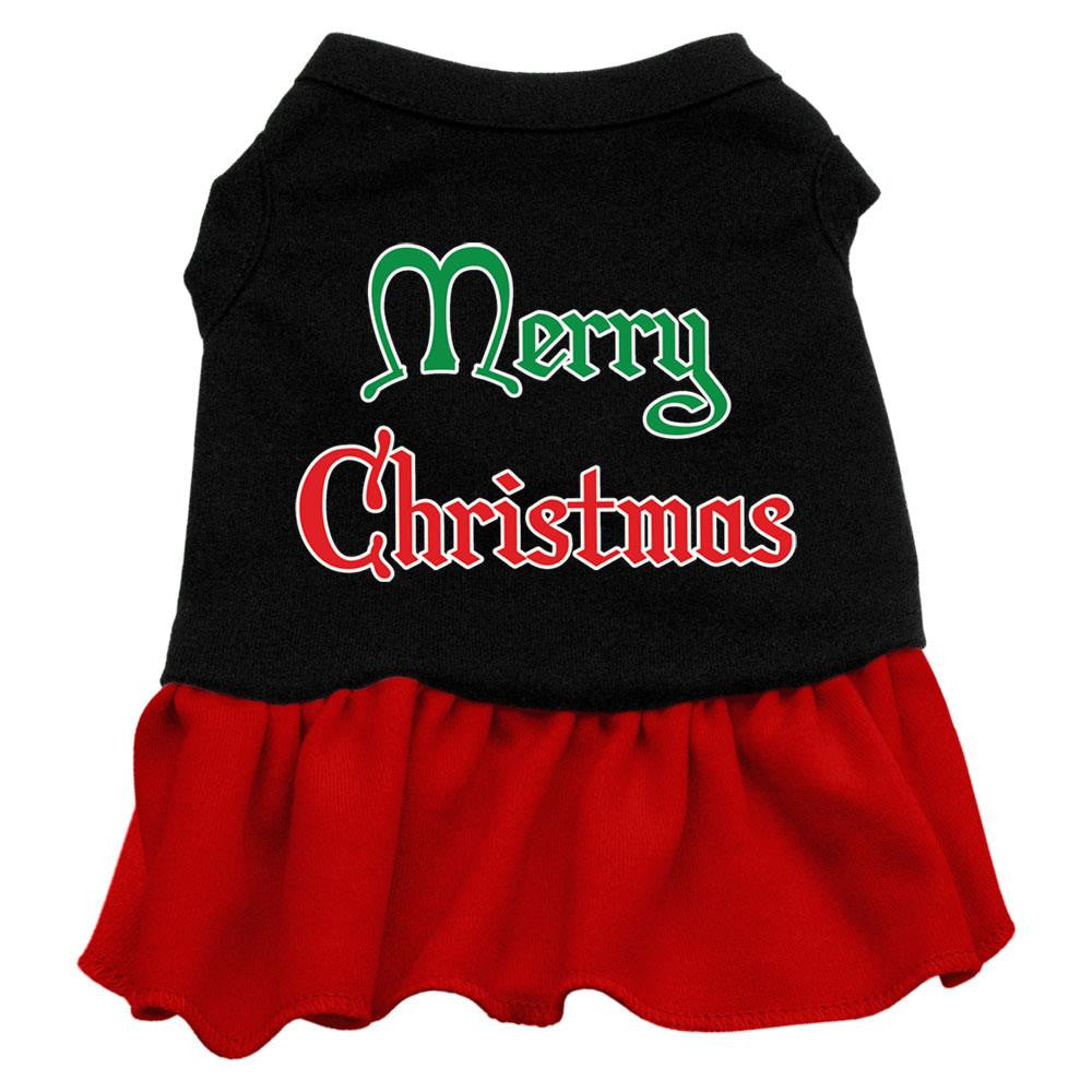 Merry Christmas Screen Print Dress Black with Red Lg (14)