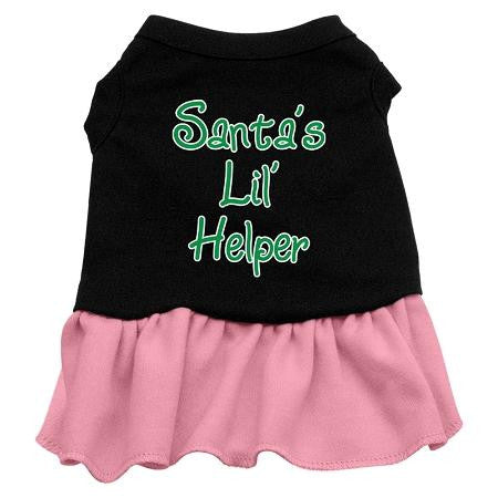 Santa's Lil Helper Screen Print Dress Black with Pink Sm (10)