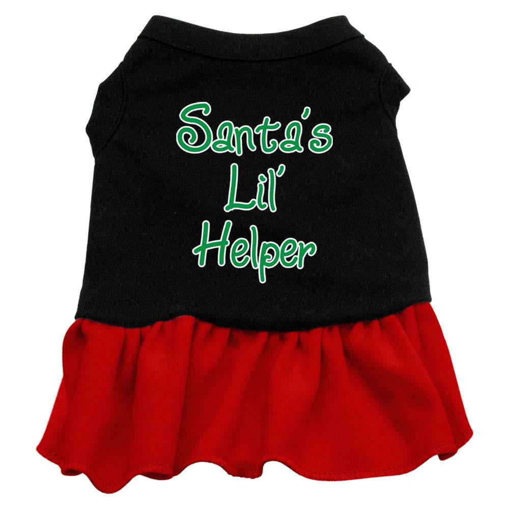 Santa's Lil Helper Screen Print Dress Black with Red XL (16)