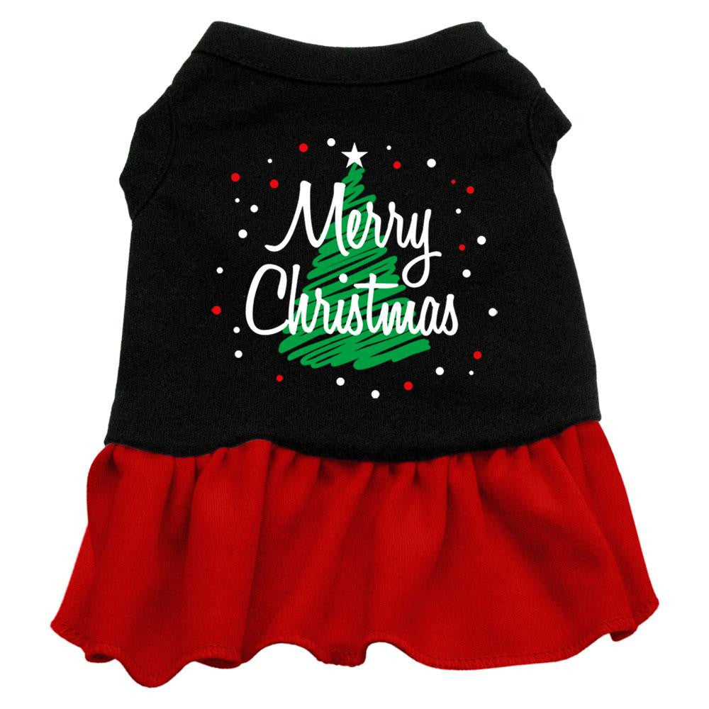 Scribble Merry Christmas Screen Print Dress Black with Red Lg (14)