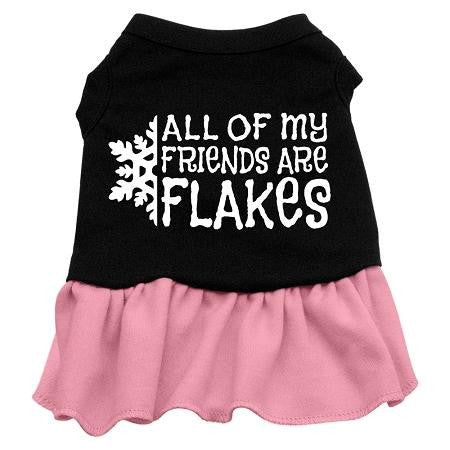 All my friends are Flakes Screen Print Dress Black with Pink Sm (10)