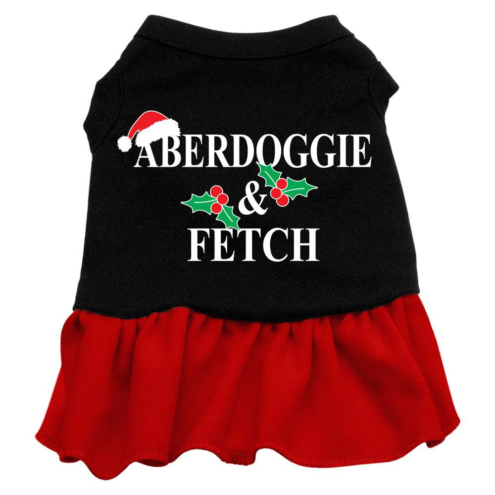 Aberdoggie Christmas Screen Print Dress Black with Red XXL (18)