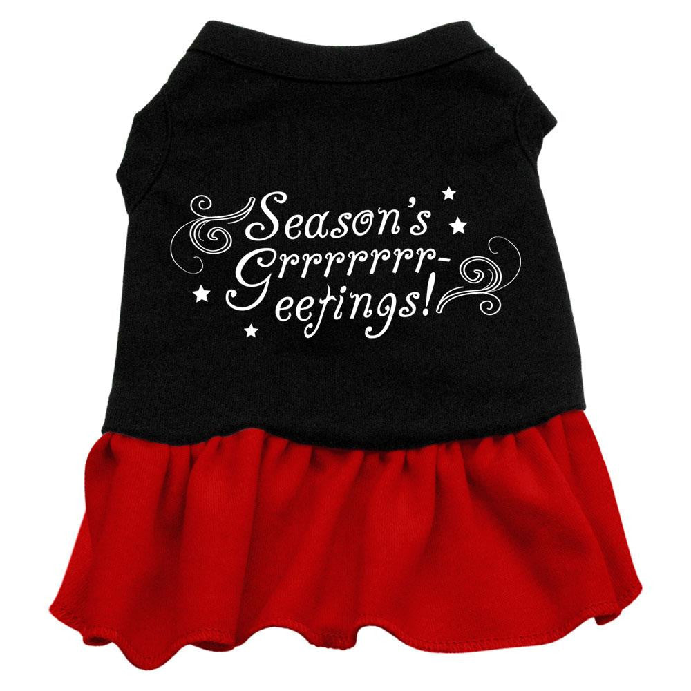 Seasons Greetings Screen Print Dress Black with Red Lg (14)