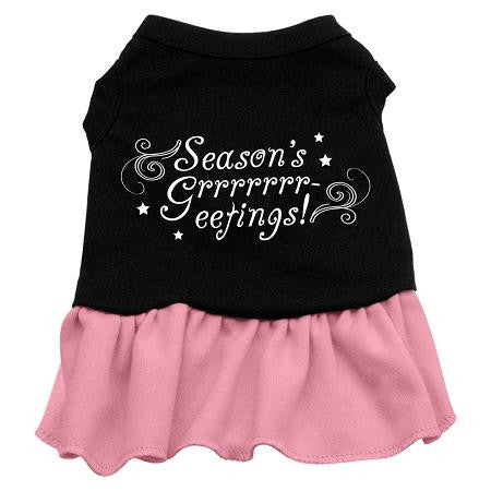 Seasons Greetings Screen Print Dress Black with Pink XL (16)