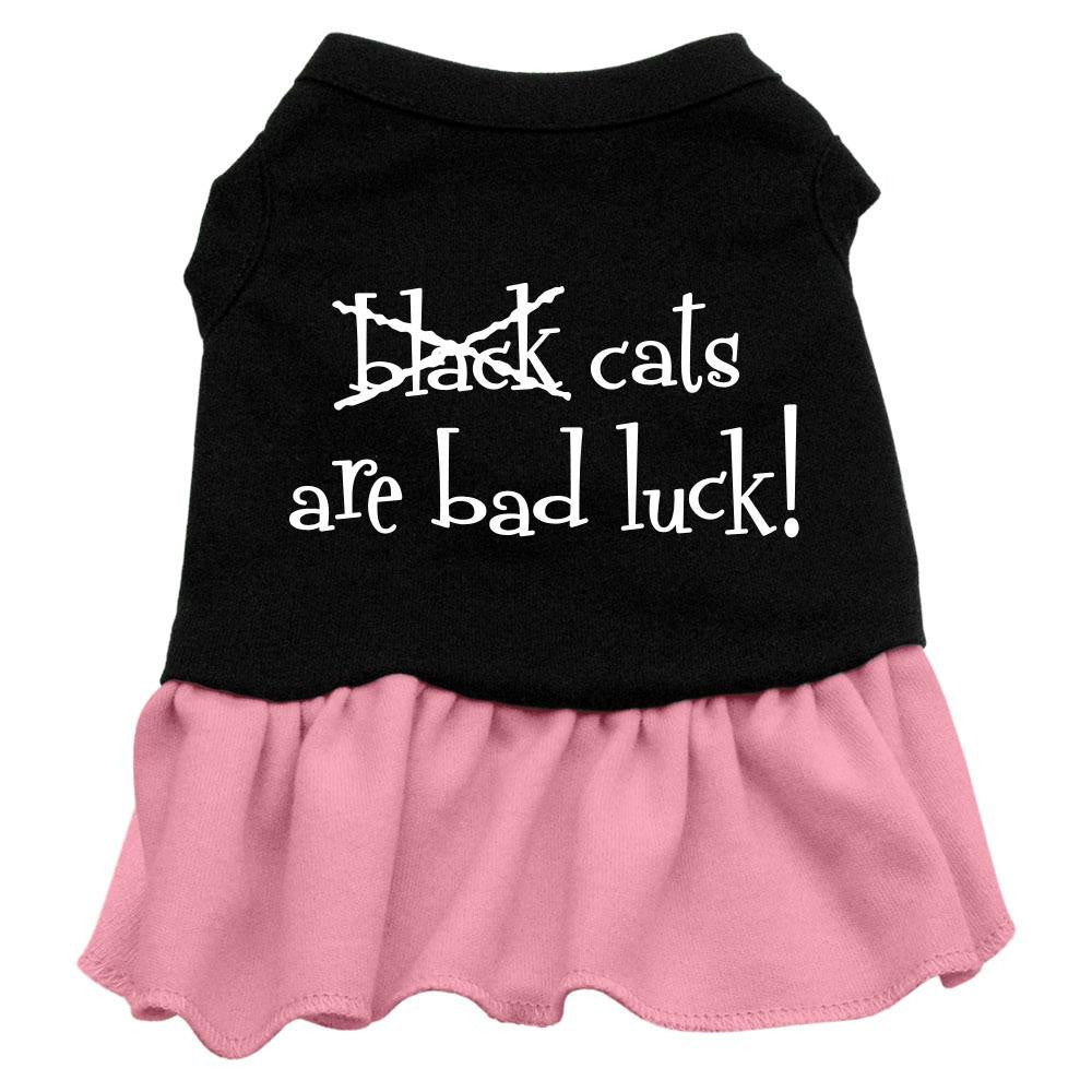 Black Cats are Bad Luck Screen Print Dress Black with Pink Med (12)