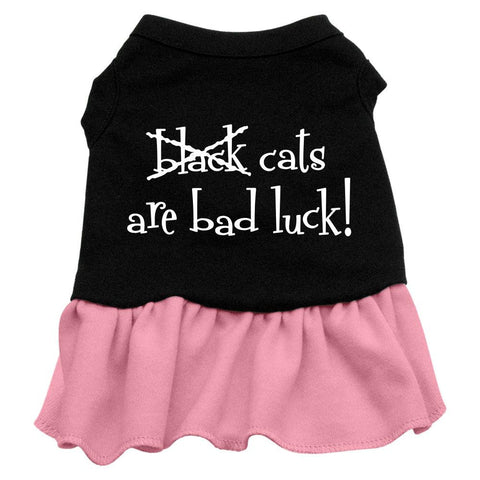 Black Cats are Bad Luck Screen Print Dress Black with Pink Sm (10)