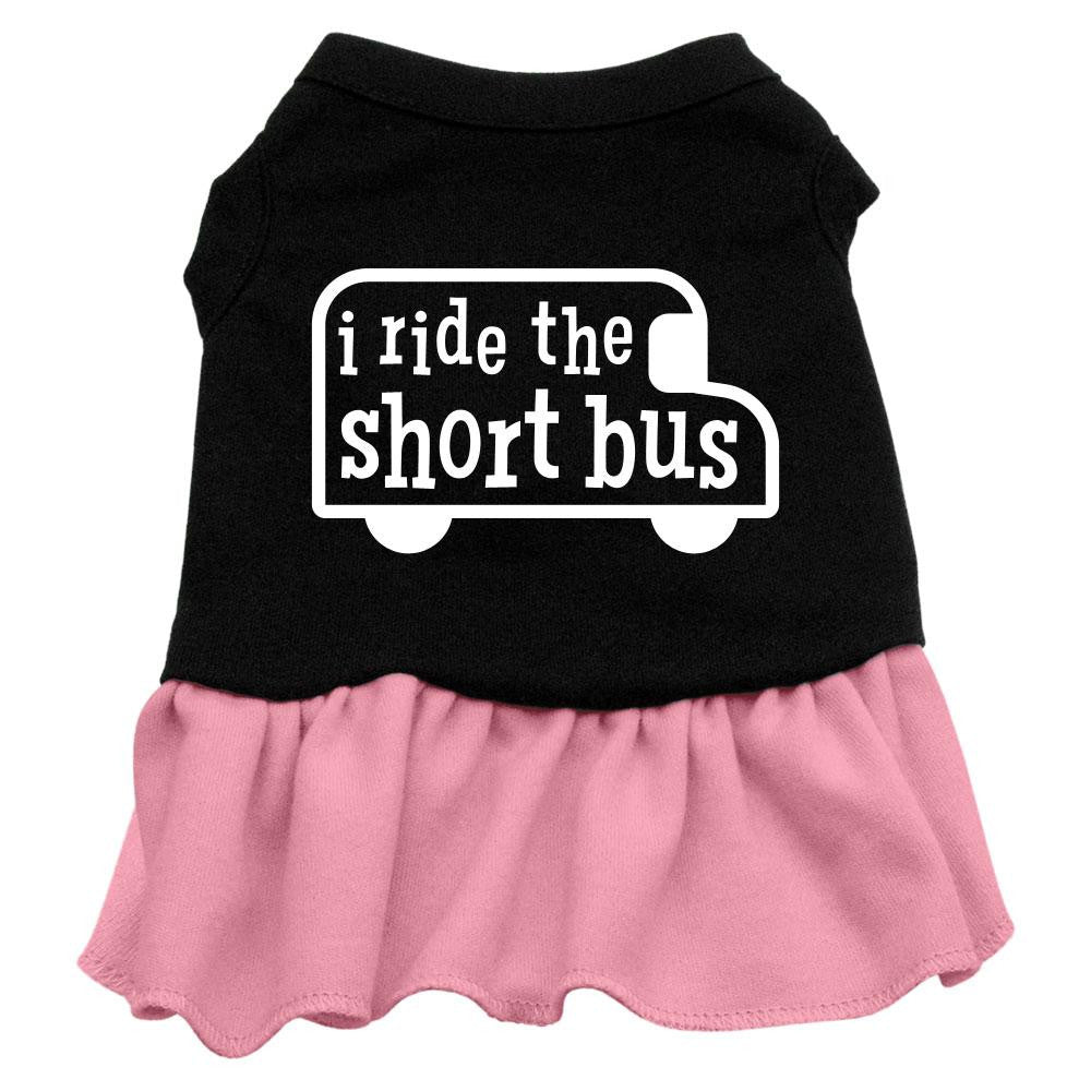 I ride the short bus Screen Print Dress Black with Pink Lg (14)