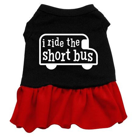 I ride the short bus Screen Print Dress Black with Red Med (12)