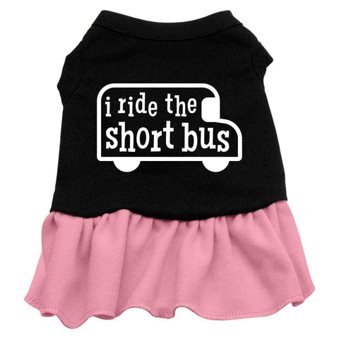 I ride the short bus Screen Print Dress Black with Pink Sm (10)