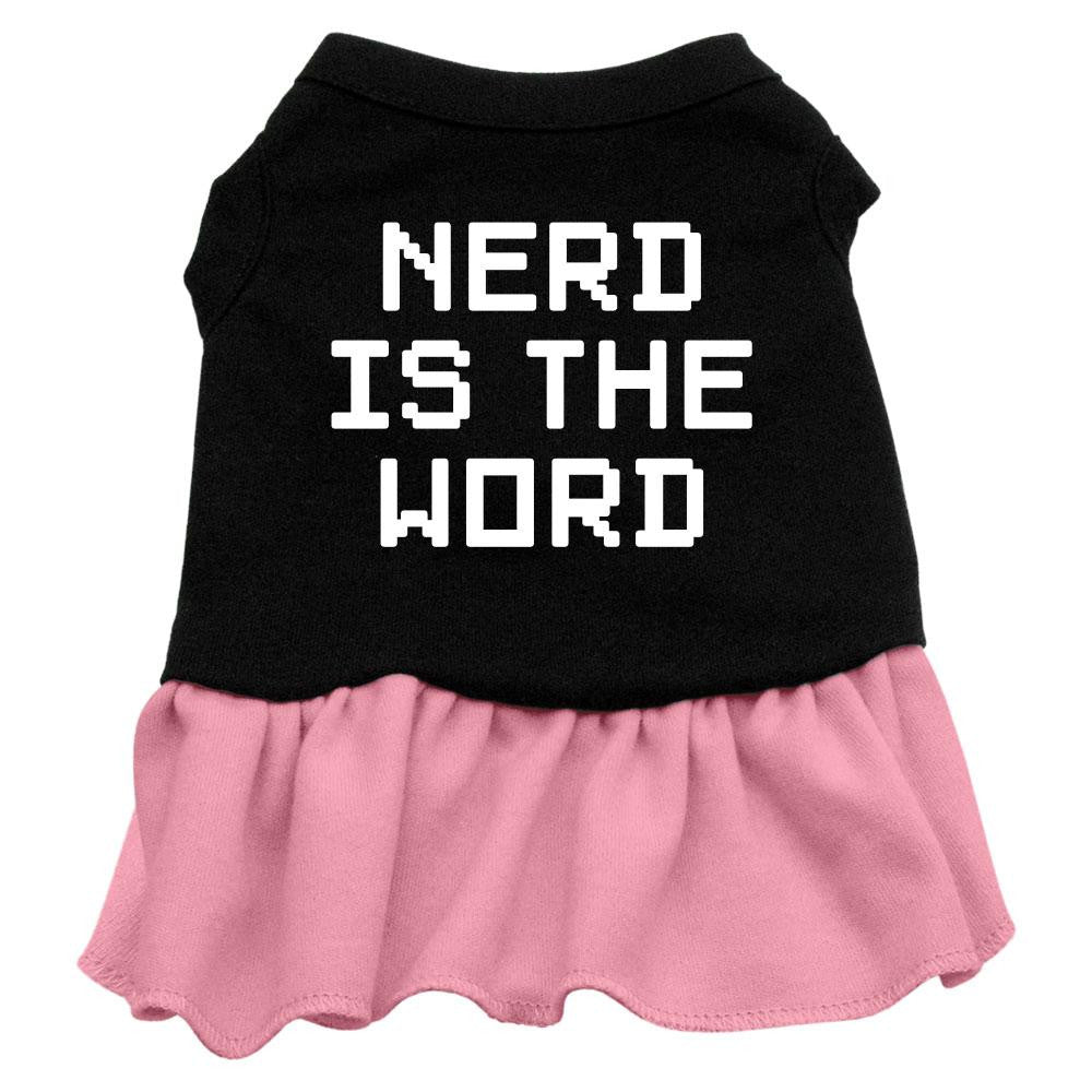 Nerd is the Word Screen Print Dress Black with Pink Lg (14)