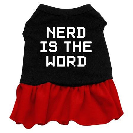 Nerd is the Word Screen Print Dress Black with Red Lg (14)