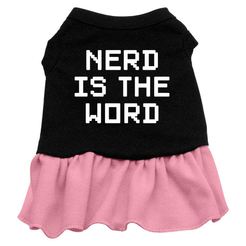 Nerd is the Word Screen Print Dress Black with Pink Sm (10)