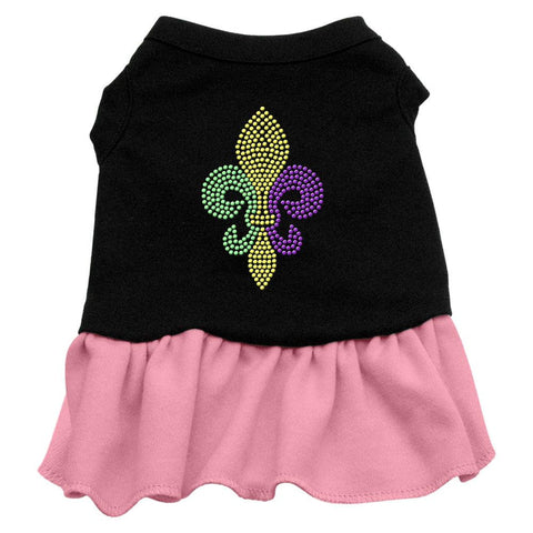 Mardi Gras Fleur De Lis Rhinestone Dress Black with Pink Lg (14)