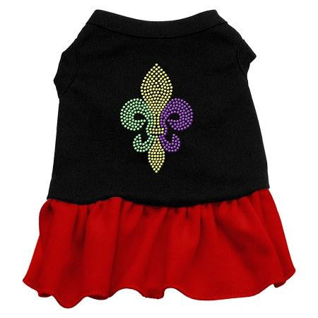 Mardi Gras Fleur De Lis Rhinestone Dress Black with Red Lg (14)