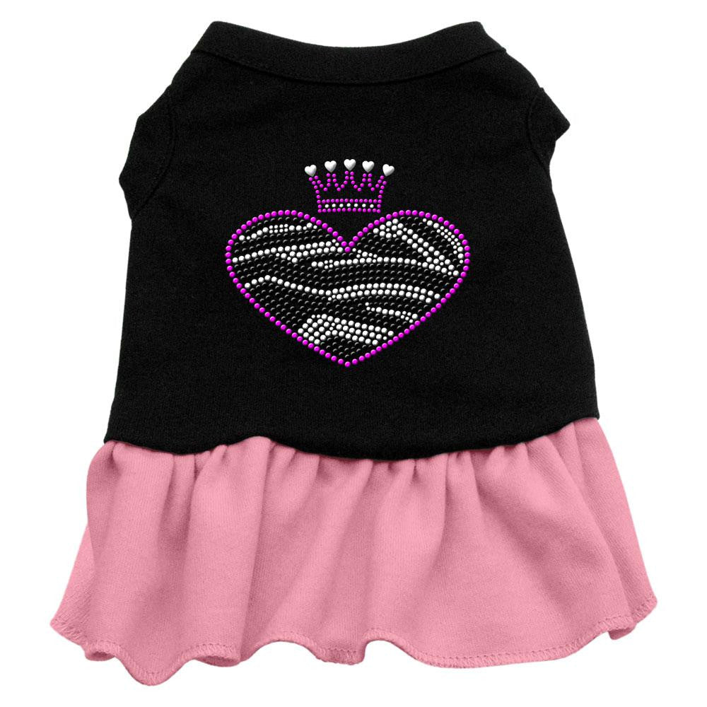 Zebra Heart Rhinestone Dress Black with Pink XS (8)