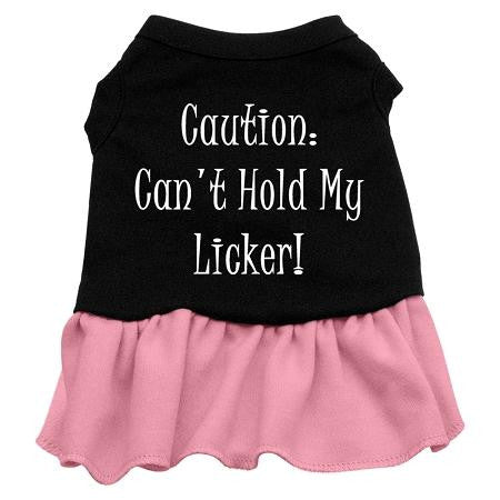 Can't Hold My Licker Screen Print Dress Black with Pink Lg (14)