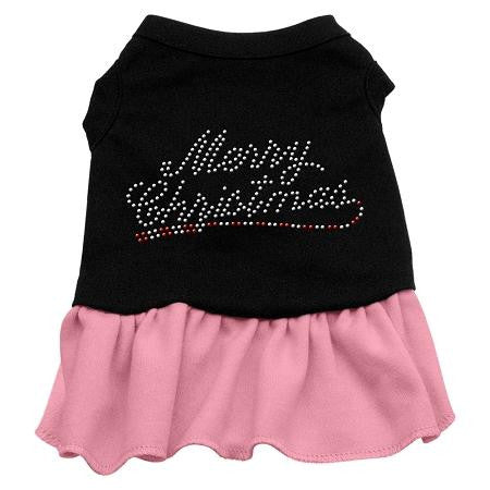 Merry Christmas Rhinestone Dress Black with Pink XL (16)