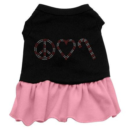 Peace Love Candy Cane Rhinestone Dress Black with Pink XL (16)