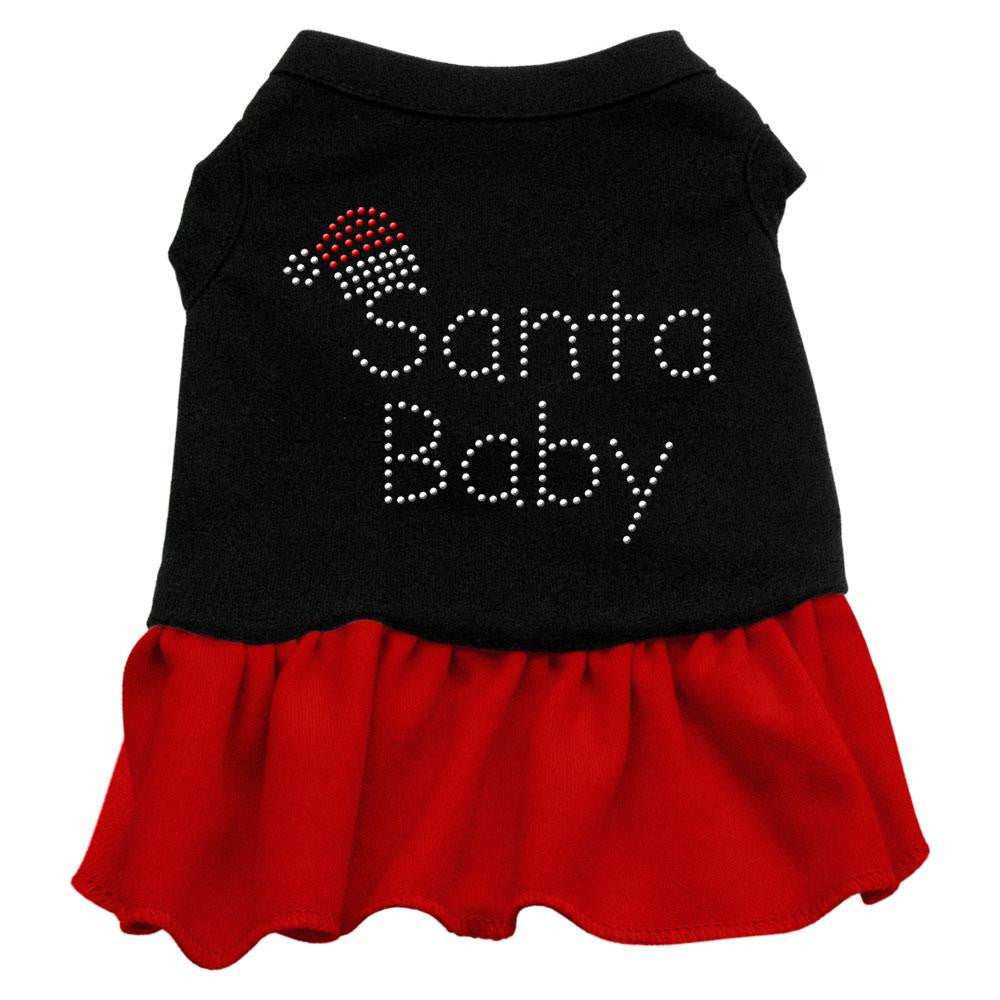 Santa Baby Rhinestone Dress Black with Red Lg (14)