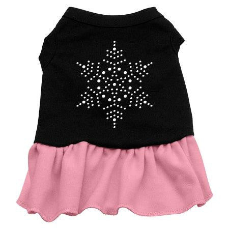 Snowflake Rhinestone Dress Black with Pink Med (12)