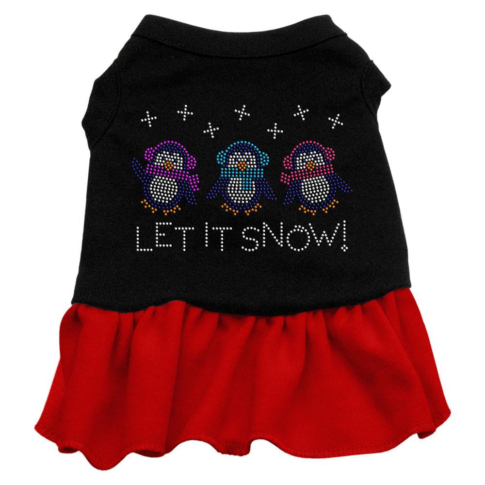 Let it Snow Penguins Rhinestone Dress Black with Red Lg (14)