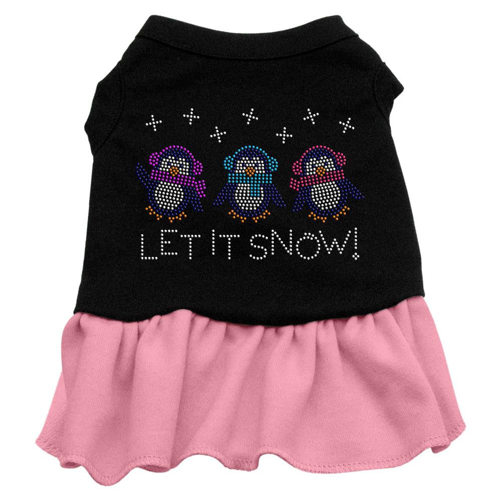 Let it Snow Penguins Rhinestone Dress Black with Pink XL (16)