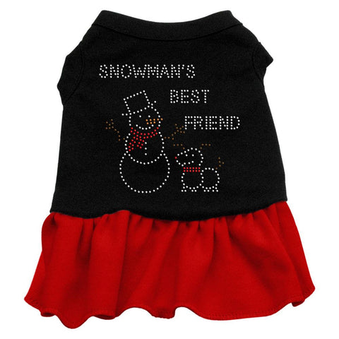 Snowman's Best Friend Rhinestone Dress Black with Red Lg (14)