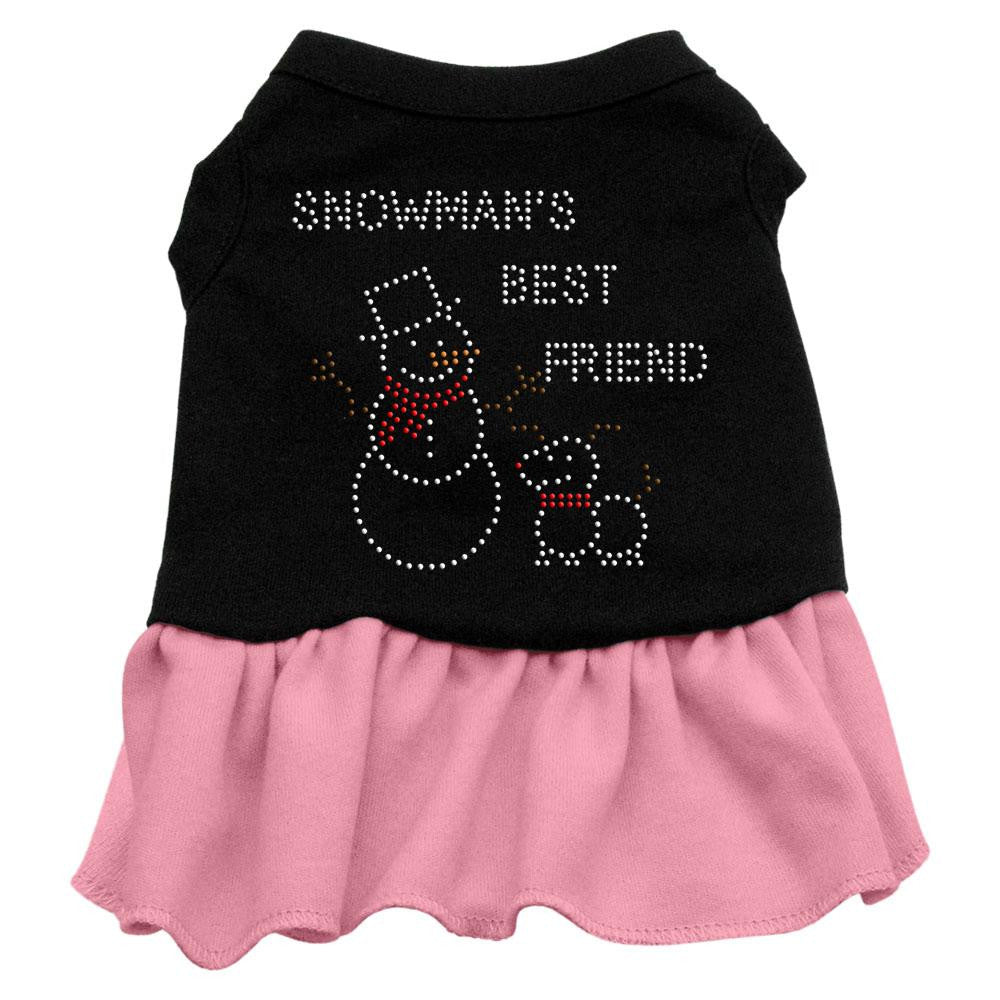 Snowman's Best Friend Rhinestone Dress Black with Pink XL (16)