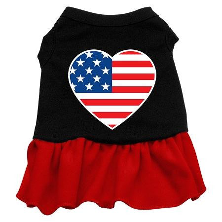 American Flag Heart Screen Print Dress Black with Red Sm (10)